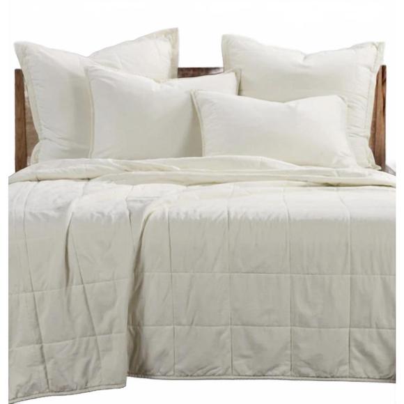 NEW PASEO ROAD cotton canvas coverlet in cream stonewashed